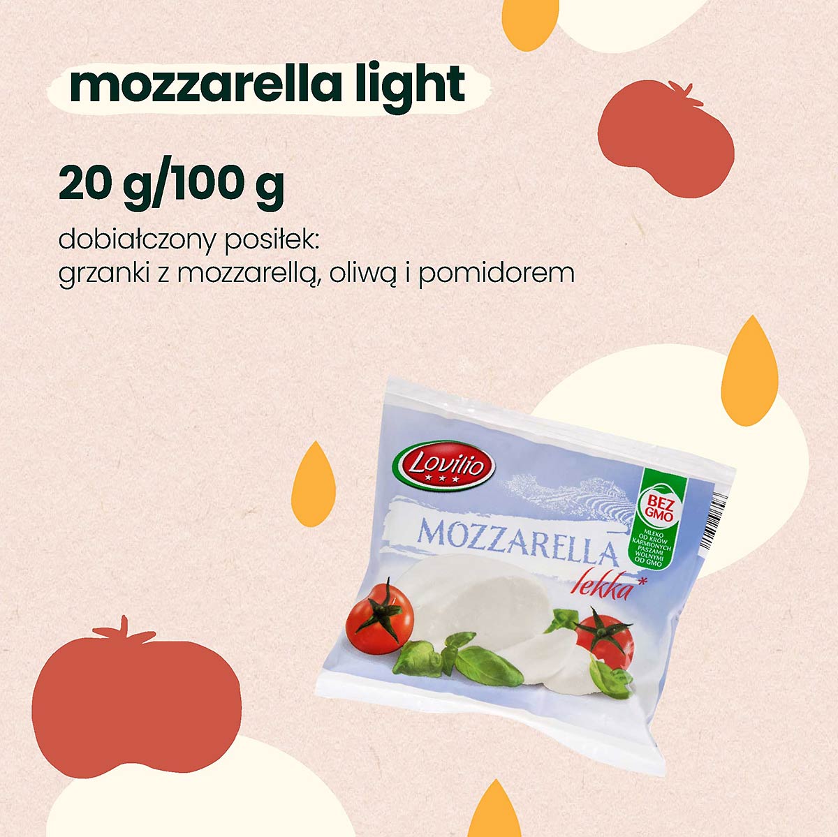 mozzarella light - źródło białka w posiłku